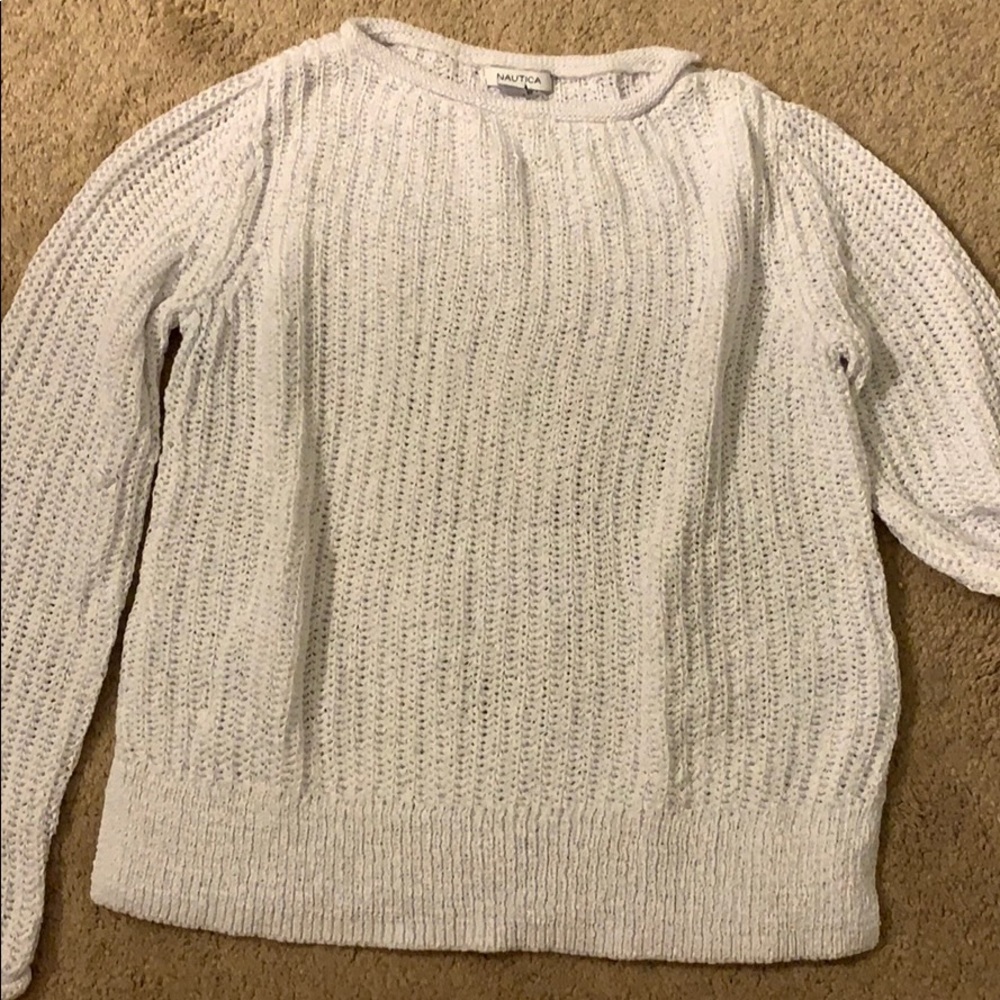 Nautica White/Silver Boating Sweater